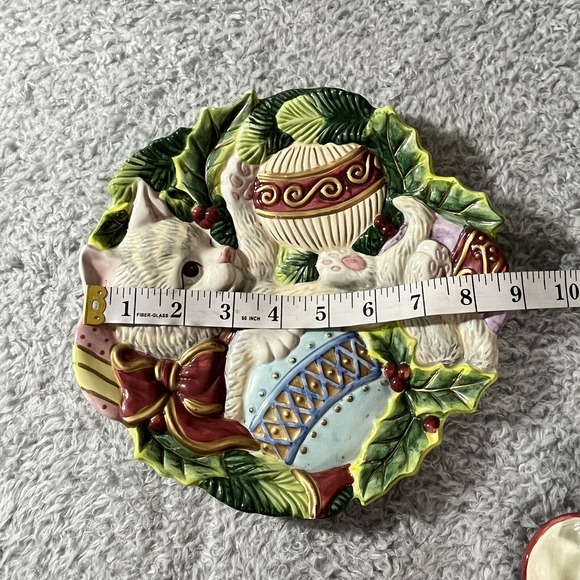 Fitz & Floyd Essentials Kristmas Kitty Christmas Decorative Plate Canape Tray - Picture 8 of 8